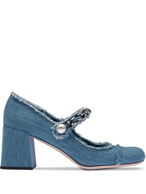 miu miu mary jane|Denim Denim Mary Jane Pumps .